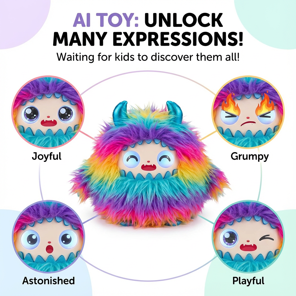 AI  Interactive Plush Toy Monster - Rainbow