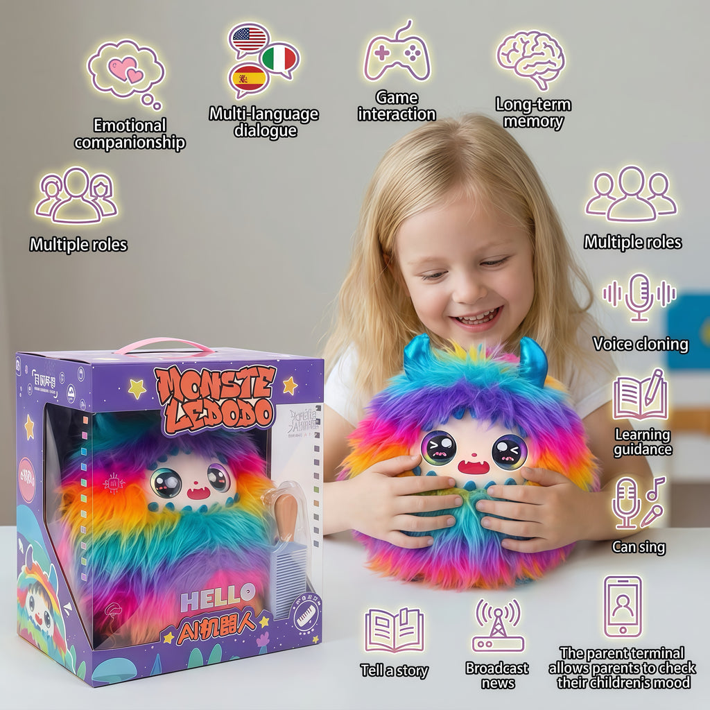 AI  Interactive Plush Toy Monster - Rainbow