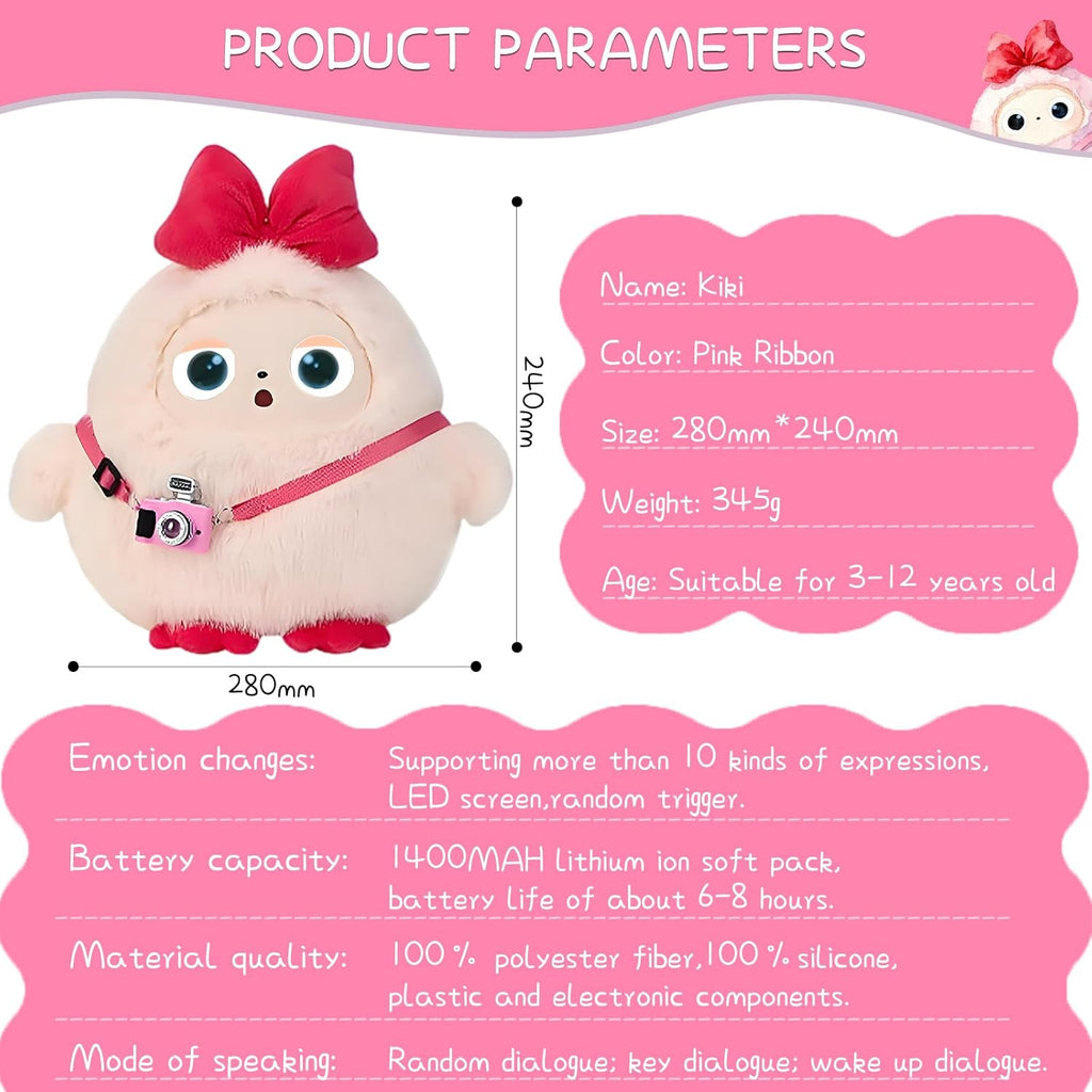 AI  Interactive Plush Toy LEDODO - Pink Bibbon