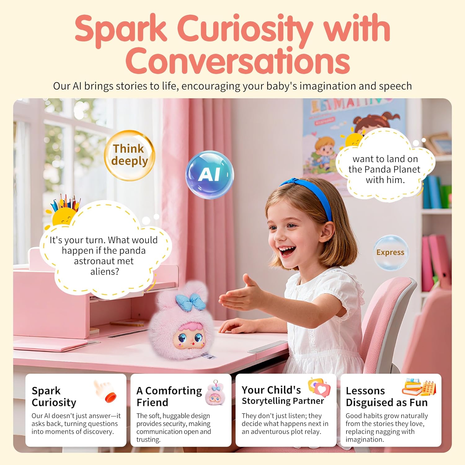 AI  Interactive Plush Toy WowLulu - Pink