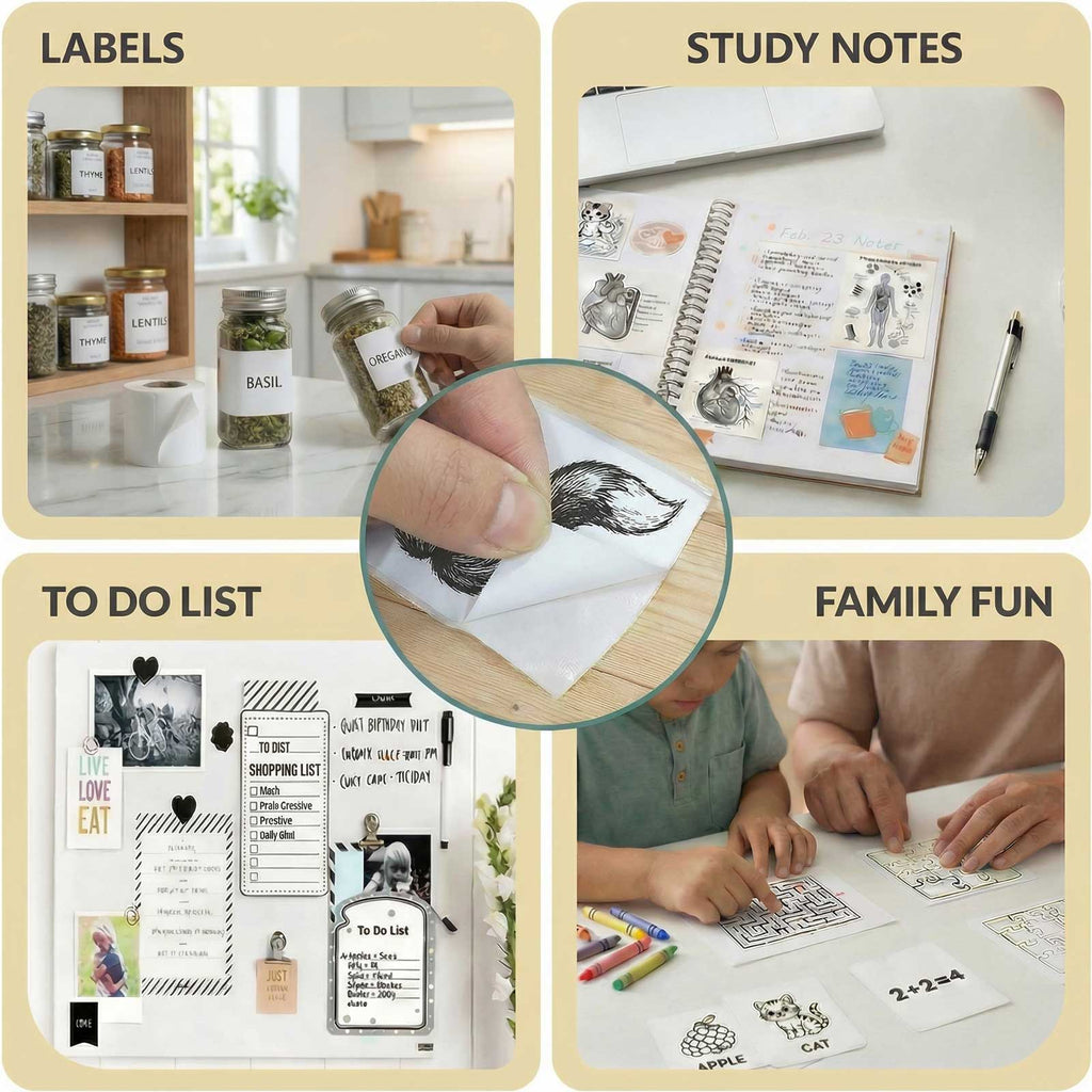 AI Voice Sticker Printer, Portable Voice Controlled Mini Printer, Inkless Thermal Sticker Maker for Home Office Study Notes & Label DIY (1 Roll Sticker Paper Included)