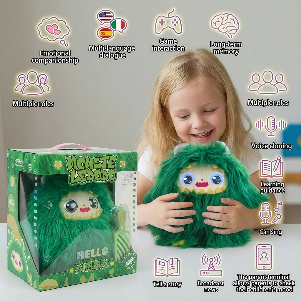 AI  Interactive Plush Toy Monster - Green
