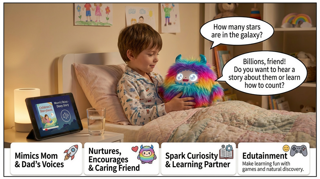 AI  Interactive Plush Toy Monster - Rainbow