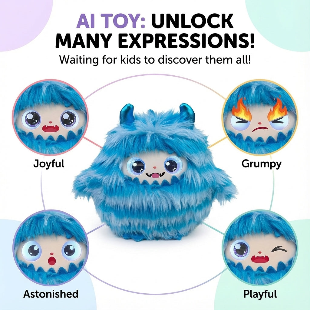 AI Interactive Plush Toy Monster - Blue