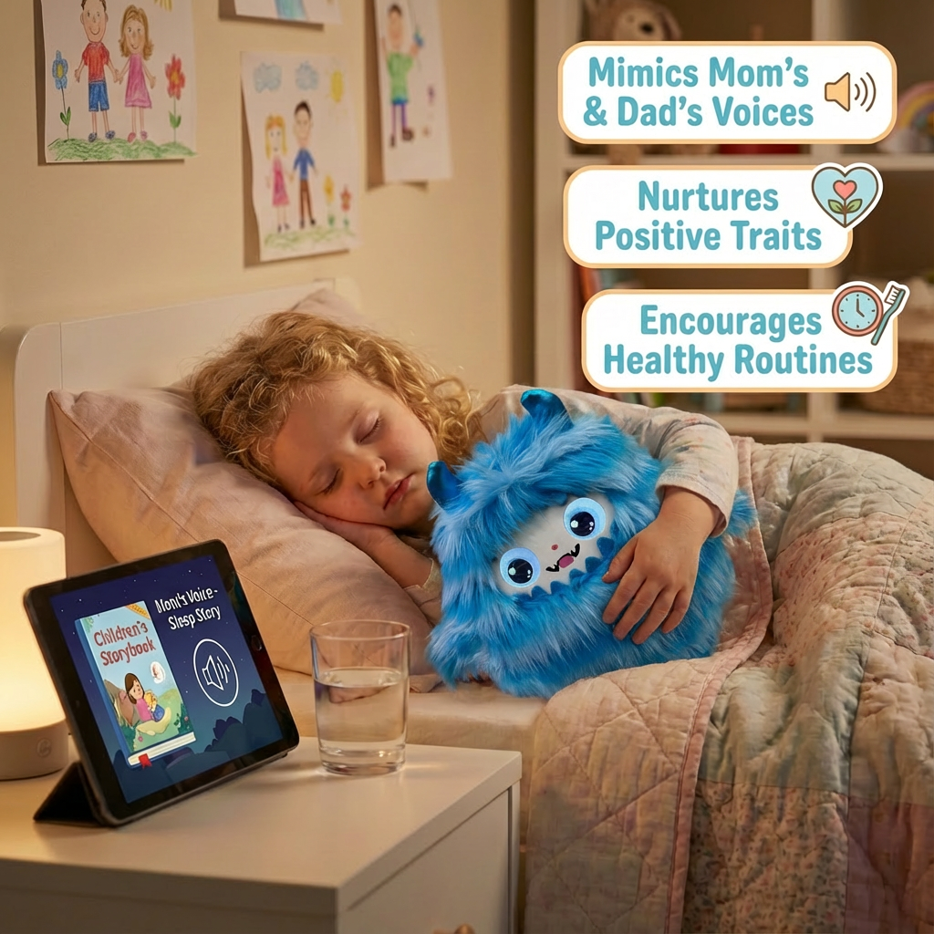 AI Interactive Plush Toy Monster - Blue