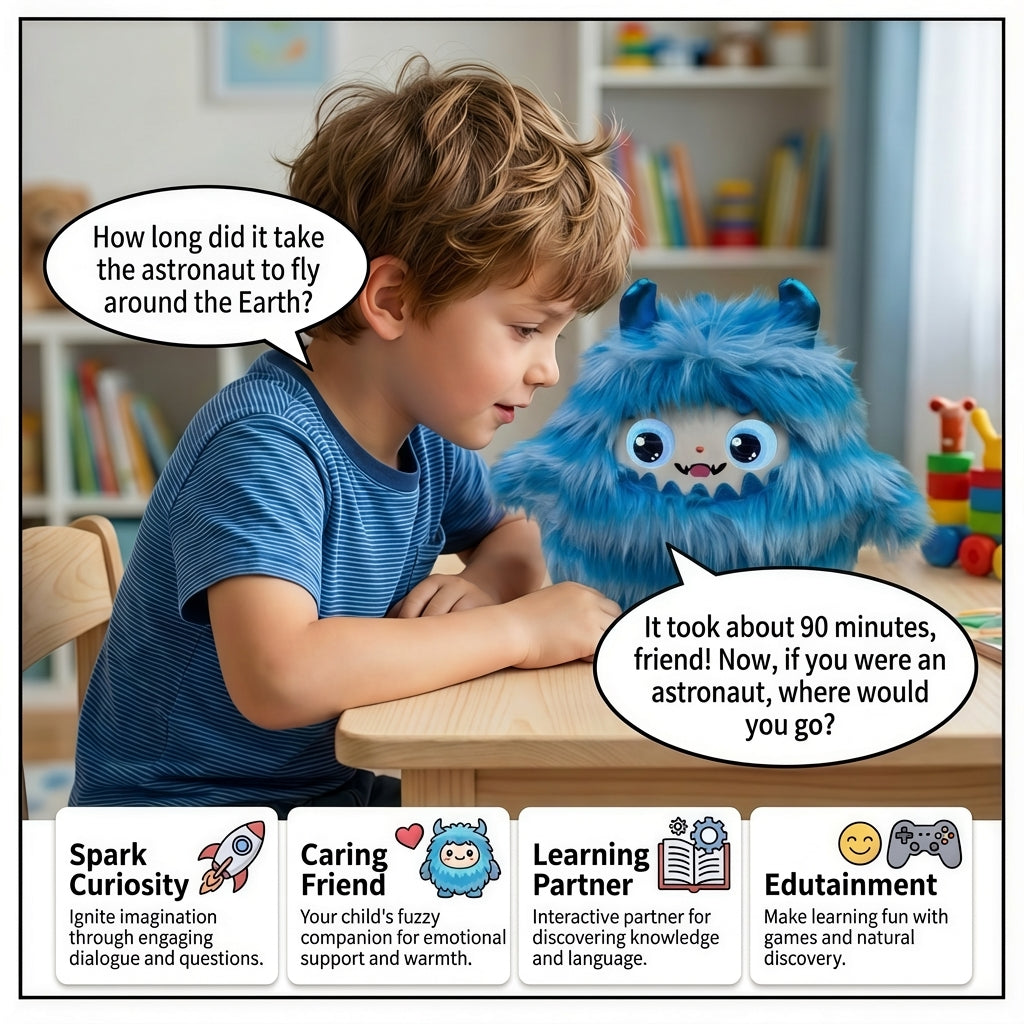 AI Interactive Plush Toy Monster - Blue