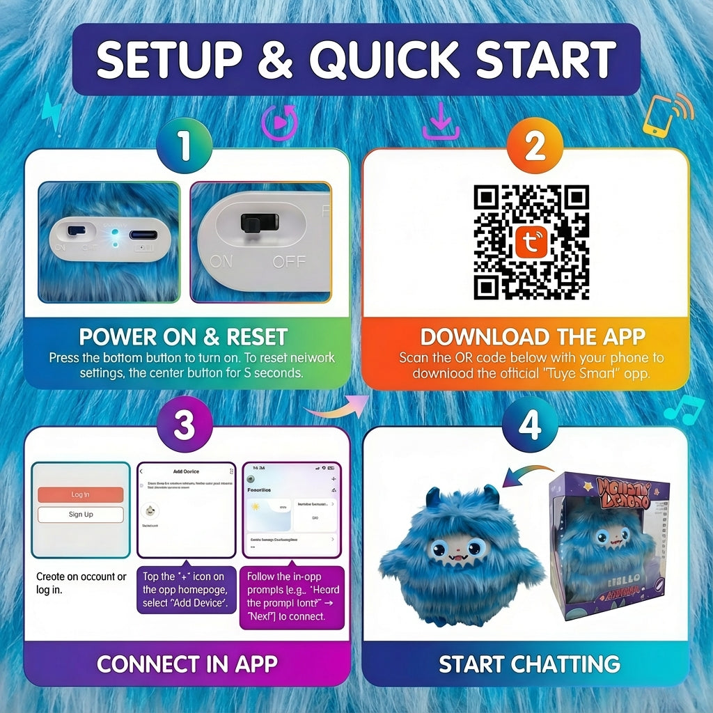 AI Interactive Plush Toy Monster - Blue